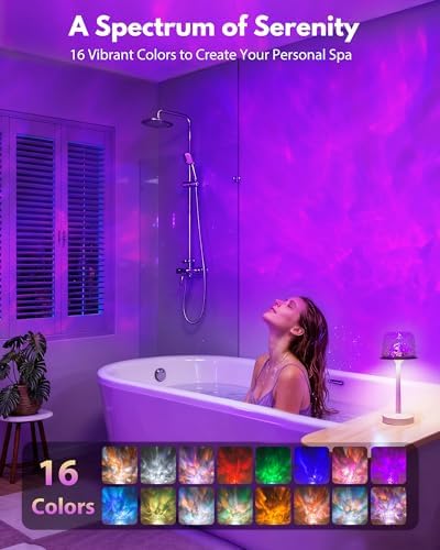 Shower Lamp - Waterproof Bathroom Lamp Ocean Wave Projector, Beige - Image 3