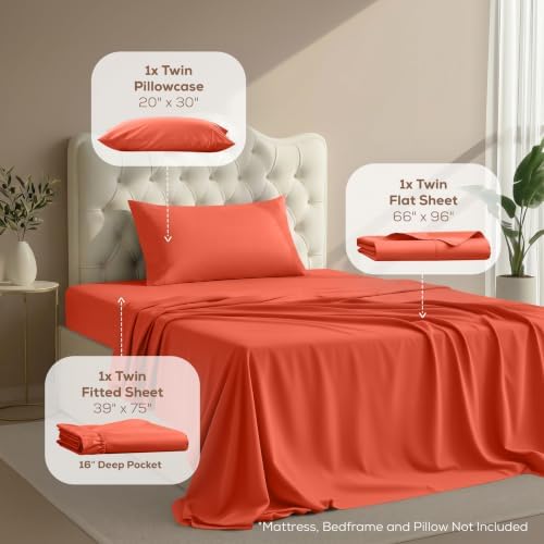 Twin Sheets Set, 3 Pieces 16" Deep Pocket Hotel Luxury Bed Sheets - Image 2