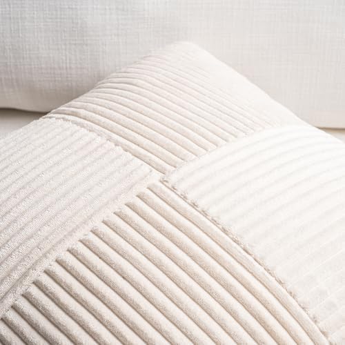 Fancy Homi Set of 2 Cream Boho Long Lumbar Body Decorative Throw Pillow Cover - Image 3