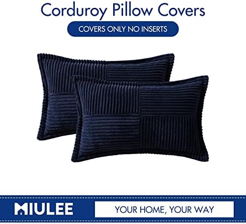 MIULEE Decorative Lumbar Throw Pillow Covers 12x20 Inch Navy Blue 2 Pack - Image 6