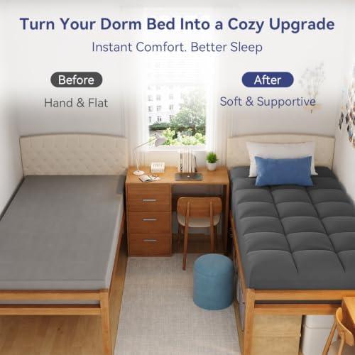 ELEMUSE Twin XL Grey Mattress Topper - Image 5