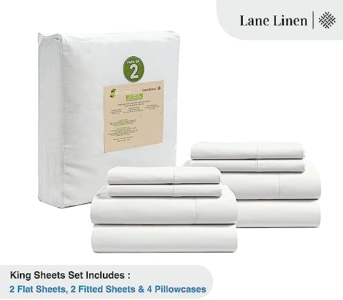 LANE LINEN King Sheets 100% Organic Cotton Cooling Soft 8pc Percale - Image 2