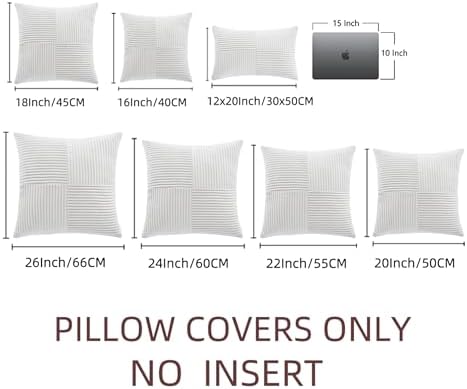 Fancy Homi 2 Packs White Euro Decorative Throw Pillow Covers 26x26 Inch - Image 7