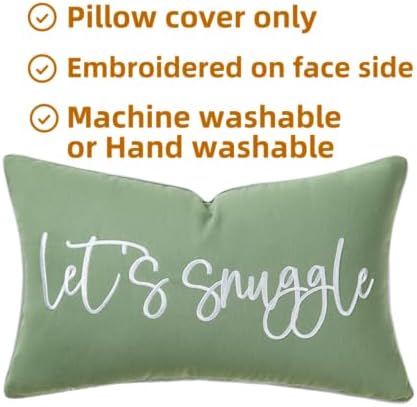 Sunkifover Let's Snuggle Decorative Lumbar Pillow Cover 12"x20" Sage Green - Image 6