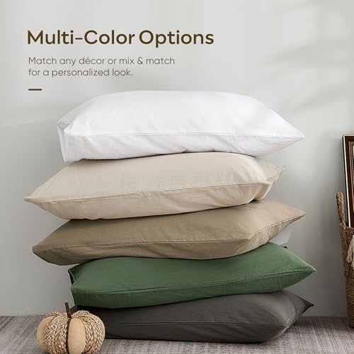 JELLYMONI 100% Washed Cotton Pillowcases, Envelope Closure 2-Pack - Image 7