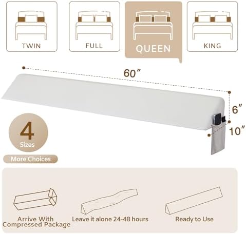 Bedluxe Queen Bed Wedge Pillow for Headboard, Fill The Gap - Image 3