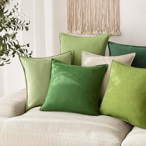 Foindtower Linen Solid Decorative Throw Pillow Covers 18x18 Forest Green - Image 5