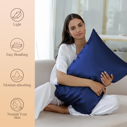 Silk Like Satin Pillowcase Cal King Size, 2 Pack, 20x40 Inches - Image 2
