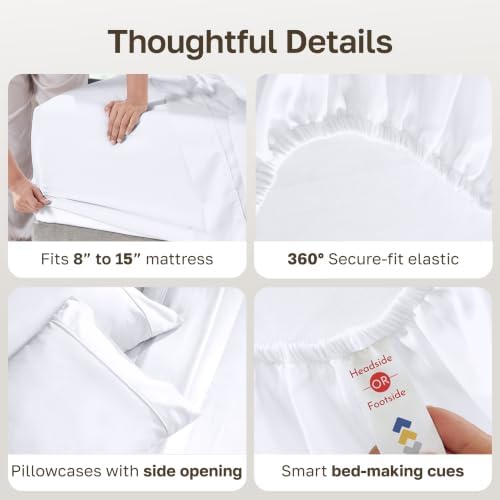 California Design Den 2-Pack Soft 100% Cotton Sateen Twin Sheets Set - Image 4
