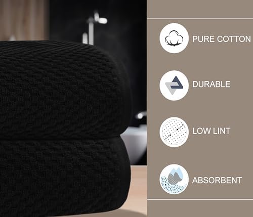 COTTON CRAFT Euro Spa Waffle Weave Bath Sheet - Set of 2 Black Towel Sheets - Image 3