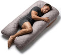 U Shaped Pillow Full Body Support Reversible Quilted 55 in Gray by OlenaCasa