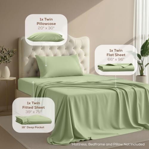 Twin Sheets Set, 3 Pieces 16" Deep Pocket Hotel Luxury Bed Sheets - Image 2