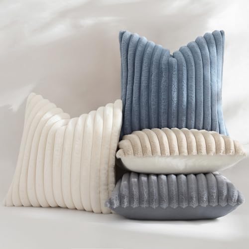 decorUhome Fall Faux Fur Throw Pillow Covers 26x26 Set of 2 Grey - Image 5