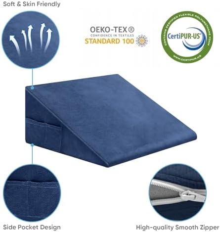 OAISZ Wedge Pillow for Sleep Apnea, 12-Inch Memory Foam Top - Image 5