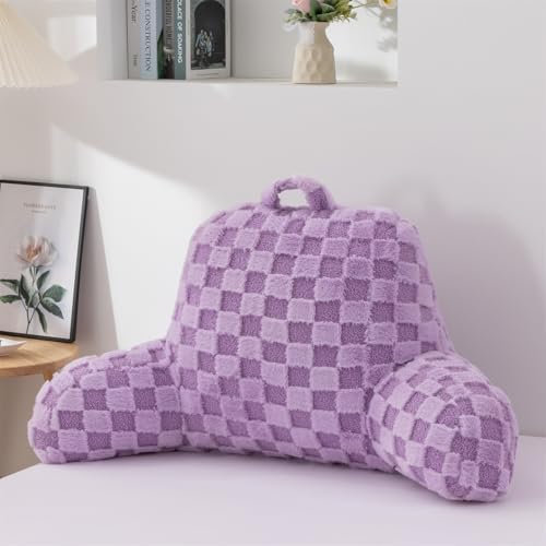Aimuan Reading Pillow Checkered Bed Rest Wedge Backrest Checkerboard Pillow - Image 5