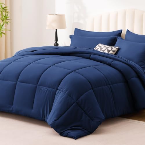 Love's cabin Plaid Twin Comforter Set, Dark Blue - Image 2