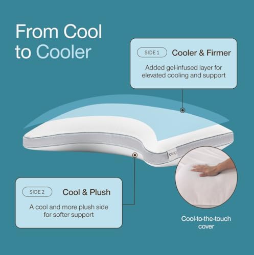Coop Home Goods Cool+ Crescent Adjustable Pillow, Queen Size Plus Shaped Memory - Image 6