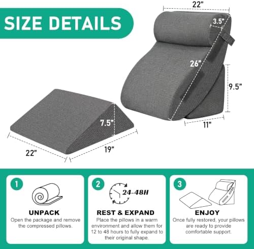 4PCS Wedge Pillow Set for After Surgery, Orthopedic Bed Wedge Pillow for Back - Image 2