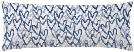 Navy Blue Heart Y2K Body Pillow Cover 20x54 by Unknown