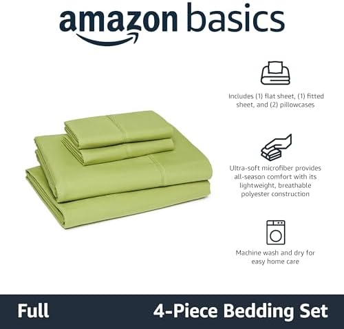 Amazon Basics Lightweight Microfiber 4-Piece Bed Sheet Set, Oliver Light - Image 2