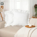 JoraLion Ruffled Throw Pillow Cover 18x18 Solid White by JoraLion