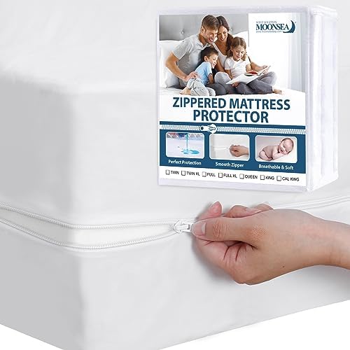Queen Mattress Protector Waterproof Zippered Queen Size Mattress Encasement by Moonsea