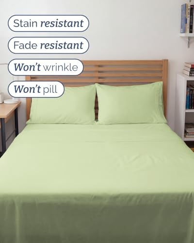 Full XL Sheets - 4 Piece Full XL Sheet Set - Breathable - Light Sage Green - Image 5