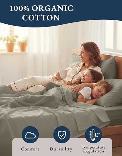 LANE LINEN Full Size Sheets 100% Organic Cotton Soft 4pc Percale - Image 6