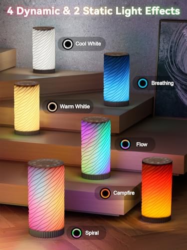Touch Bedside Lamp with Sound Machine for Adults, Dimmable Night Light for Bedroom, 3-in-1 Bluetooth Speaker & White Noise Machine for Sleeping, Relaxation Dynamic Mood Lighting (Round) - Image 4