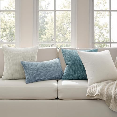 MIULEE Decorative Couch Throw Pillow Covers 20x20 Inch Light Blue 2 Pack - Image 3