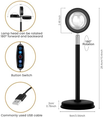 Tsrarey Sunset Lamp Projection, Not Only 21 Colors Sunset Lights, 180 Degree Rotation Led Light, Push Button Switch & APP Control Projector for Party Bedroom Decor - Image 5