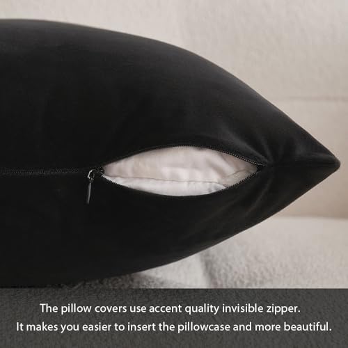 MIULEE 12x20 Inch Lumbar Velvet Throw Pillow Covers Black - Image 3