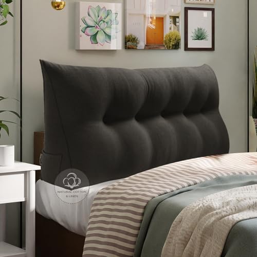 WOWMAX Wedge Headboard Pillow Queen Reading Pillow Sitting in Bed Deep Grey by WOWMAX