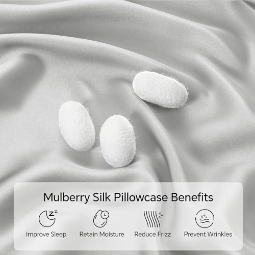 INFIIXSO Mulberry Silk Body Pillow Pillowcase, Light Grey - Image 2