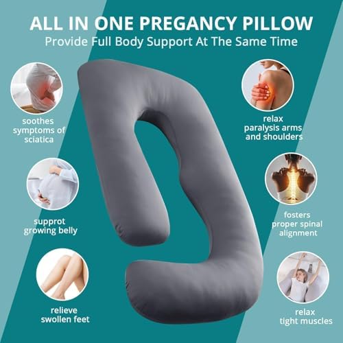Cooling Pregnancy Pillows for Sleeping, Dark Grey - Image 6