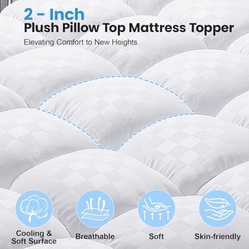 King Size Dual Layer 4 Inch Memory Foam Mattress Topper, 2 Inch Gel Memory Foam - Image 5