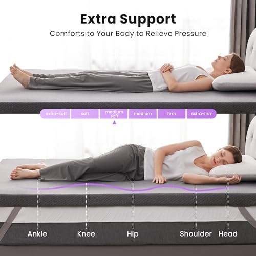 SINWEEK 2 Inch Gel Memory Foam Mattress Topper Twin Size, Ventilated High - Image 2