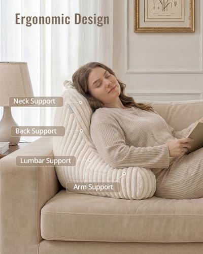 Blissful Diary Reading Pillow for Bed, Backrest Pillow, Cream White - Image 2
