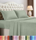 Cal King Sheets Set, 4 Pieces 16" Deep Pocket Bed Sheets, Heather Sage by UTOPIABEDDING