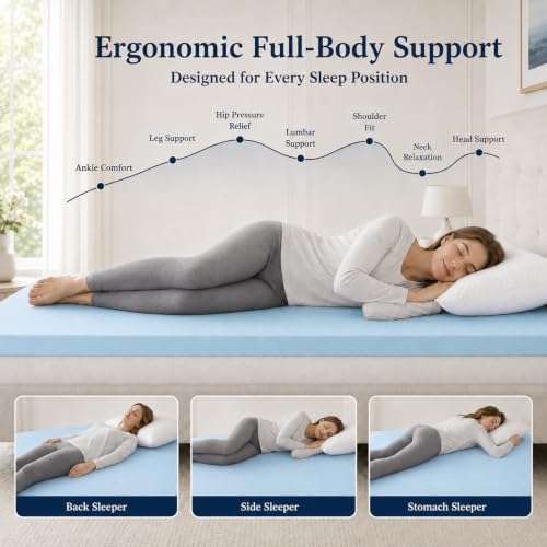 IULULU Mattress Topper Queen, 3 Inch Gel Memory Foam Bed Topper - Image 3