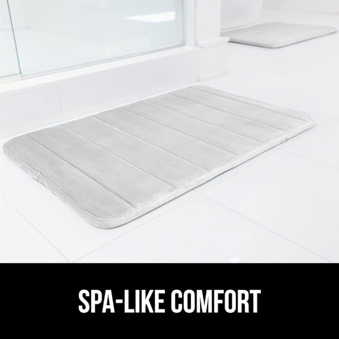 GORILLA GRIP Memory Foam Bath Mat, Soft Absorbent US Designed Bathroom Rug, Gripping Dots Machine Washable Bathmat, Cushioned Floor Mats, Shower Sink Rugs Room Décor Accessories, 42x24 Light Gray