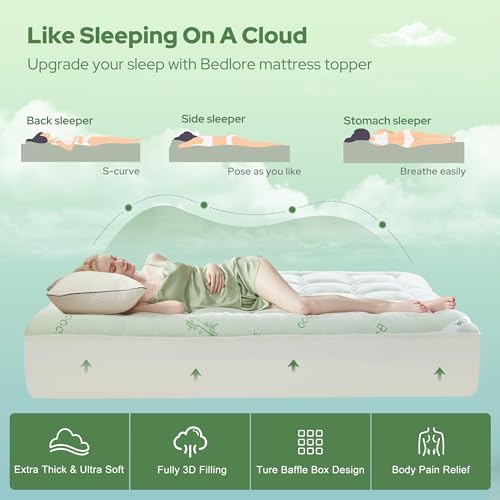 BEDLORE Queen Mattress Topper, Thick Pillow Top Mattress Pad - Image 4
