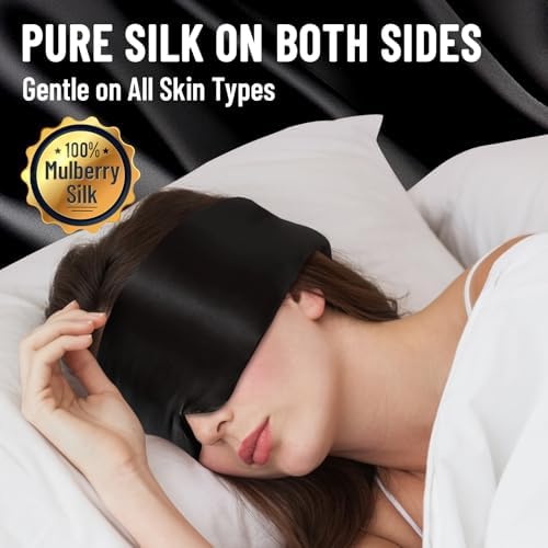 100% Mulberry Silk Sleep Mask, Large Eye Cover - Image 2