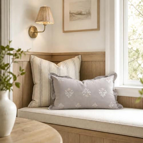 BlissBlush Lumbar Pillow Cover 12x20, Light Gray Velvet Decorative Lumbar - Image 5