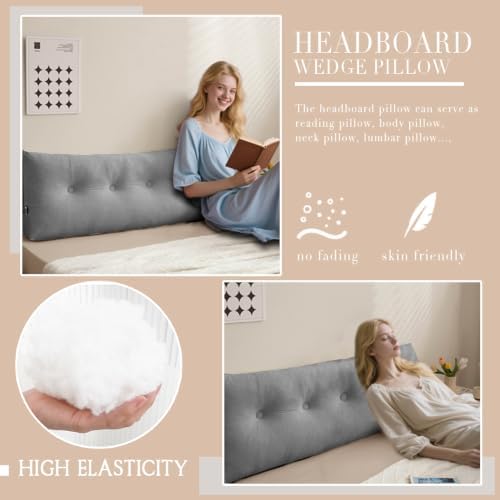 Wedge Headboard Pillow Twin XL, College Dorm Essentials Bed Reading - Image 4