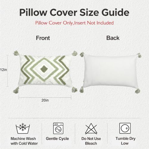 Boho Pillow Covers 12X20 Inch Boho Tufted Throw Pillow Covers Decorative - Image 3