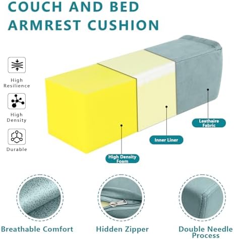 2 Pack Couch Arm Rest Pillow, High Density Foam Armrest Cushion, Removable & - Image 2
