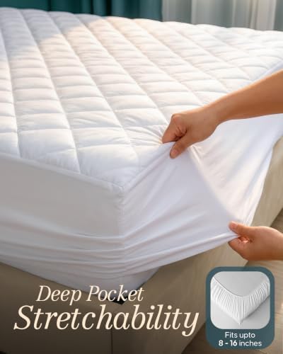 2 Pack Queen Mattress Pad Mattress Protector Topper Fits 16" Deep Pocket - Image 3