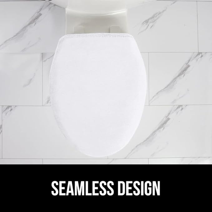 GORILLA GRIP Thick Memory Foam Bathroom Toilet Lid Seat Cover, Soft Velvet Topside, Machine Wash, Plush Cushioned Covers Fits Most Size Lids, Decorative Bath Room Accessories, 19.5x18.5, Bright White