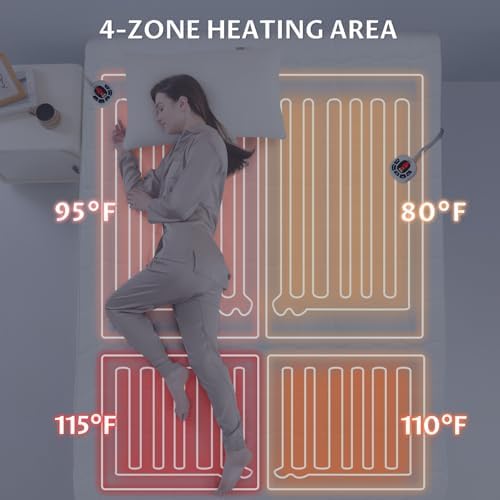 Multi-Zone Heated Mattress Pad Queen, Quilted Surface, Preheat & Memory - Image 2